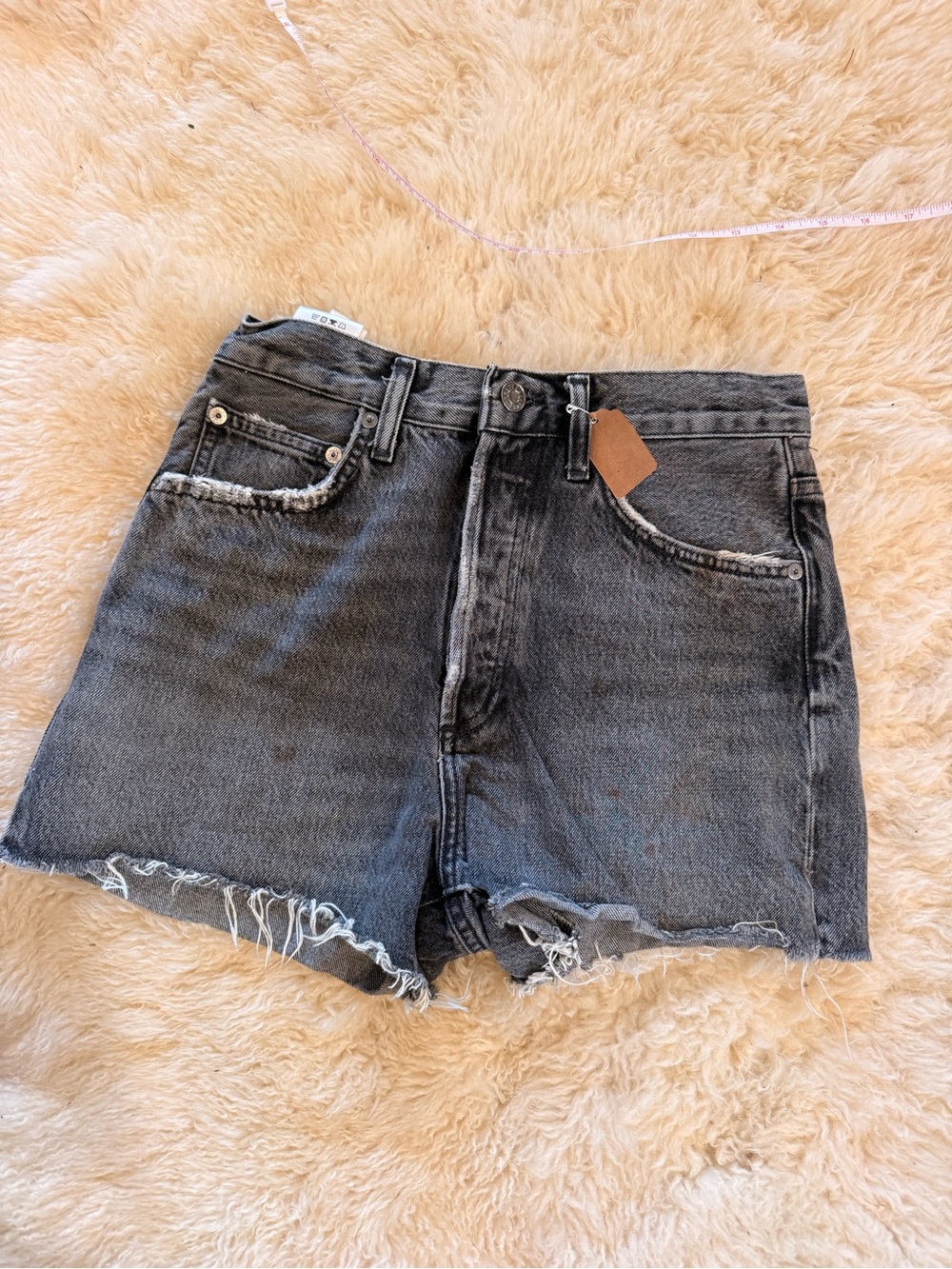 Agolde Black Washed Cutoff Denim Shorts